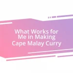 What Works for Me in Making Cape Malay Curry